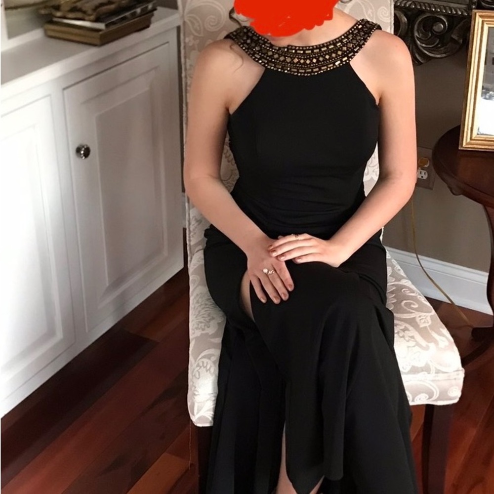 Black Long Dress High Neck